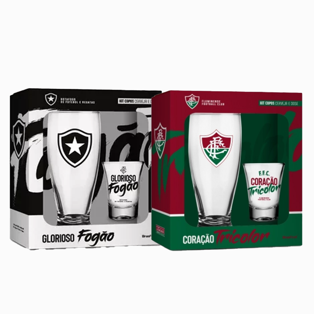 Kit dose de cerveja e dose - Flamengo, Vasco, Botafogo ou Fluminense - BrasFoot 