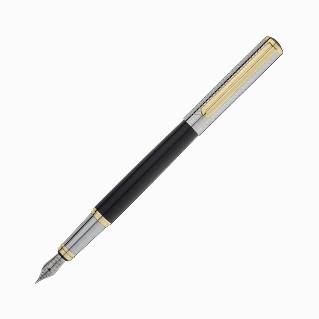 Caneta Tinteiro - Preta com Dourado - Crown