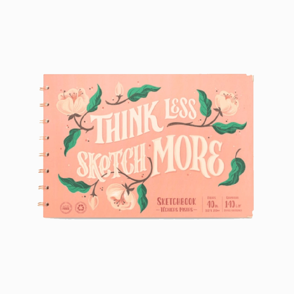 Sketchbook para desenho branco Think Less - 40 folhas - 312x210mm - Ótima 