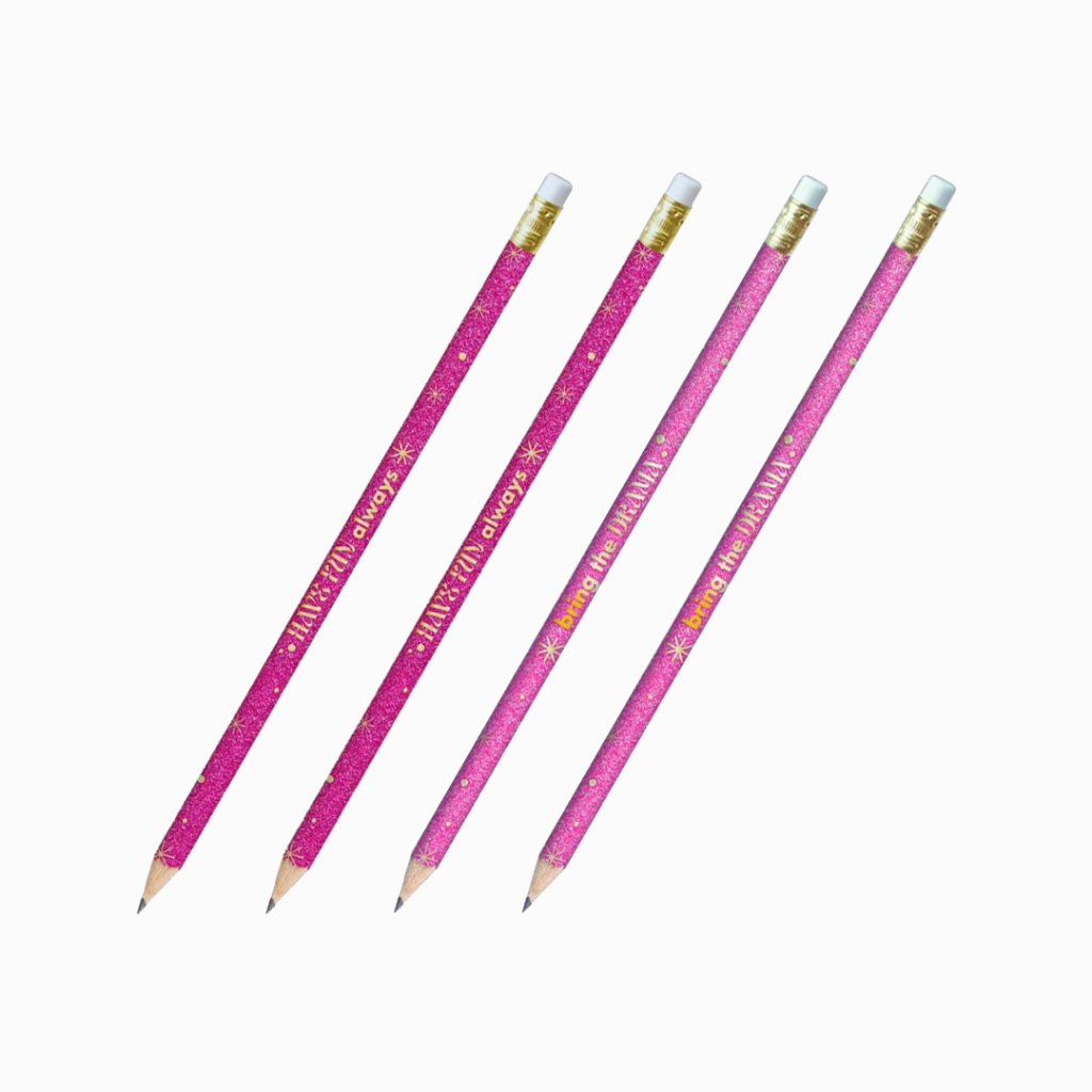 Lápis preto com borracha - Rosa com Glitter - Tilibra