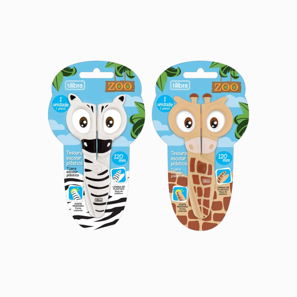 Tesoura Escolar - Zoo - Zebra e Girafa - Tilibra