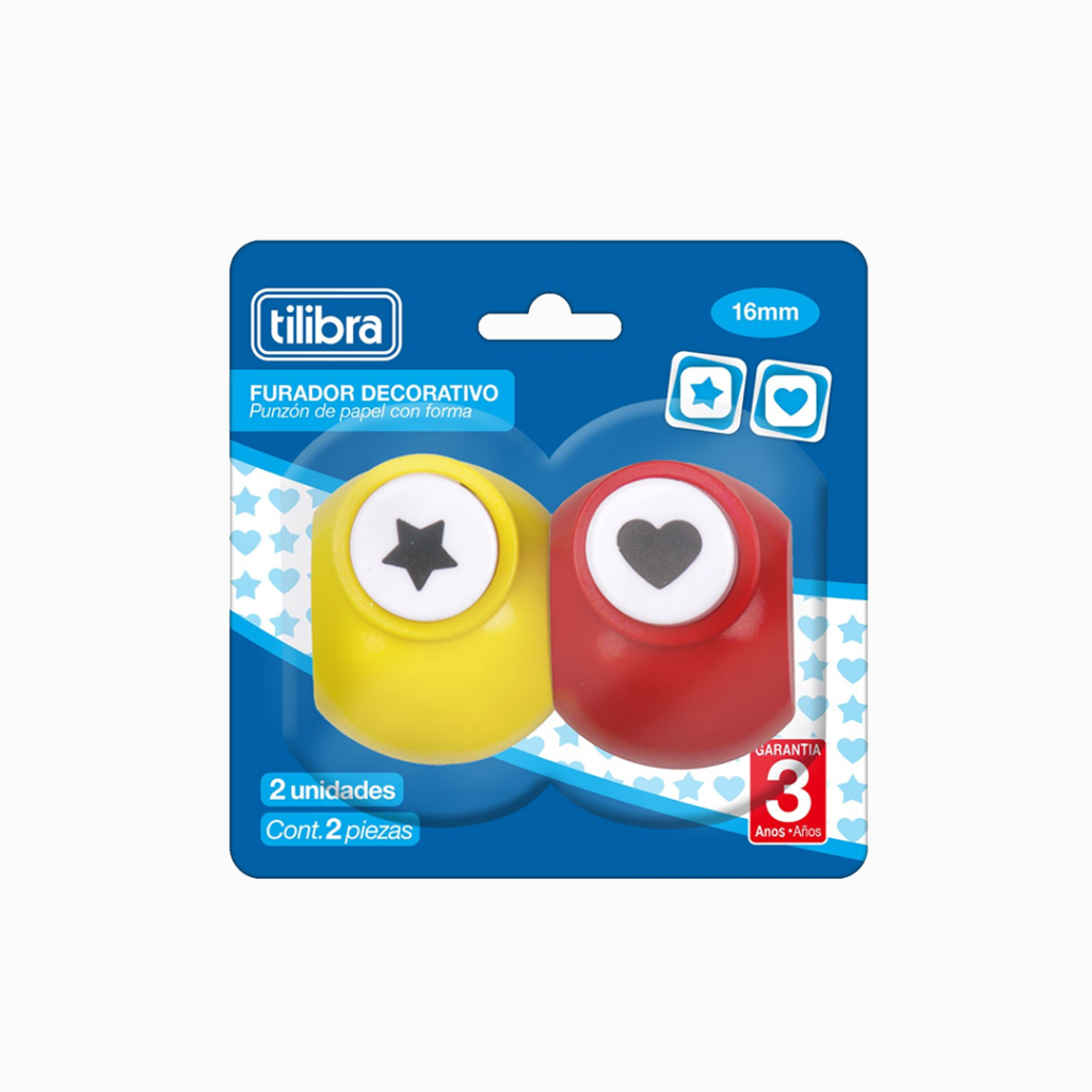 Furador Decorativo - Estrela e Coração- Tilibra