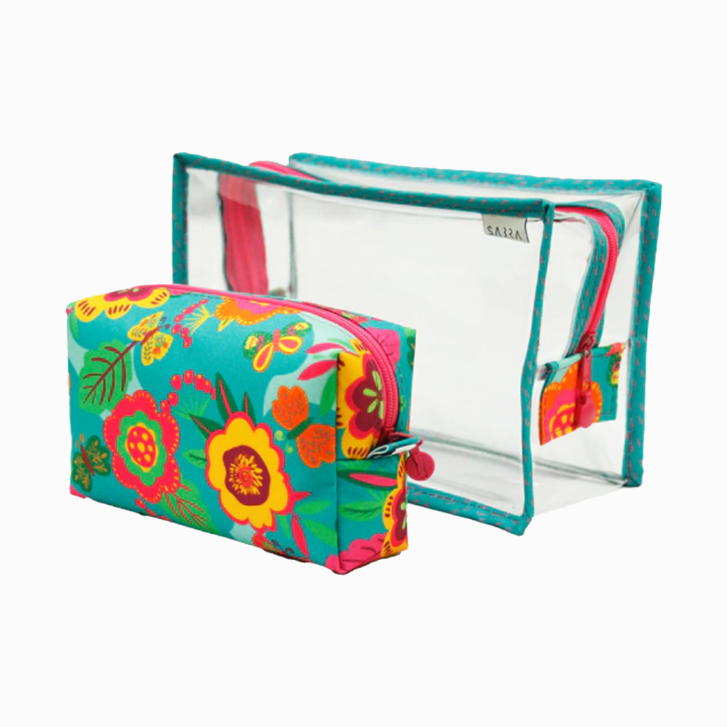 Necessaire Retangular Cristal com Estojo - Jardim Encantado - Sabra