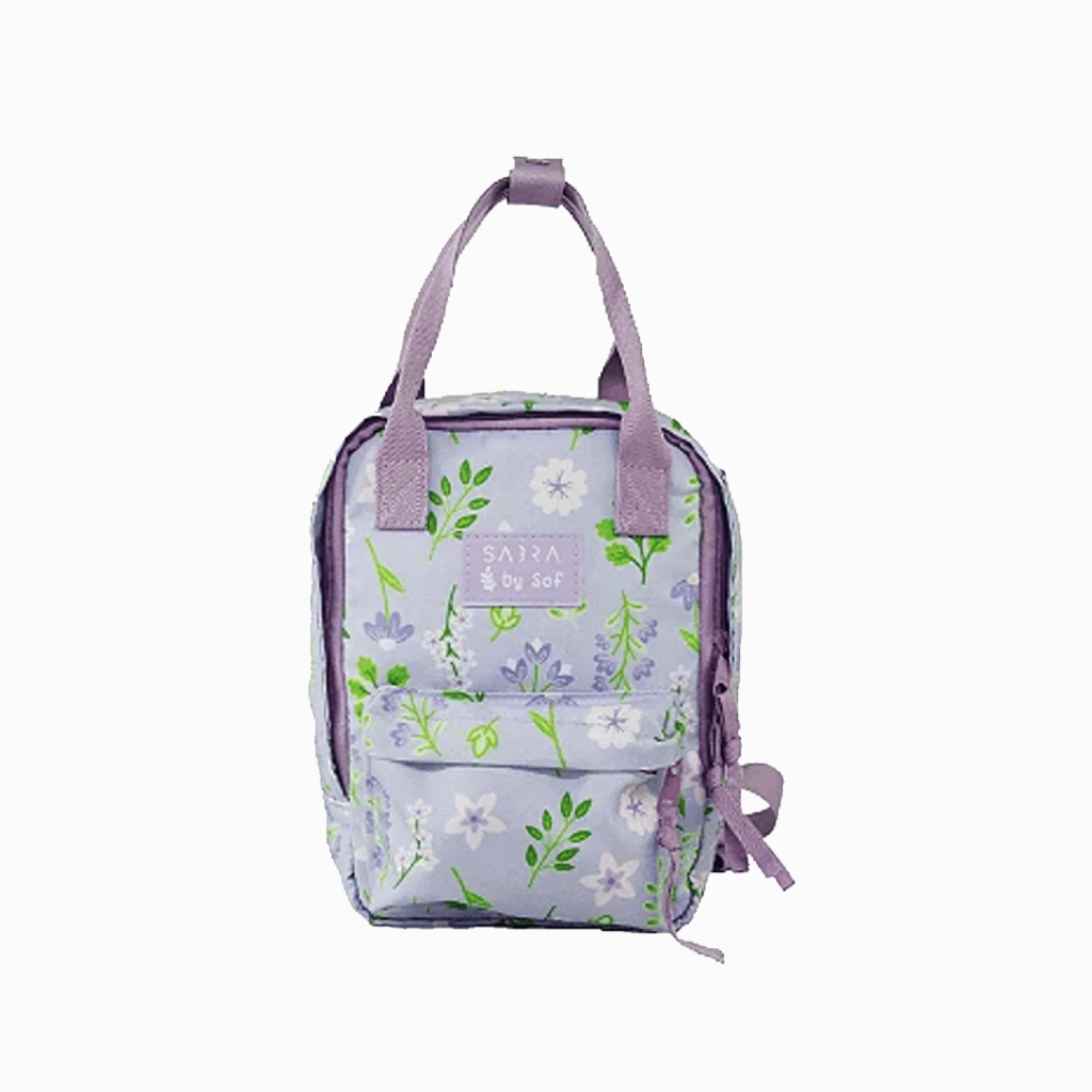 Bolsa Mochia Quadrada Floral Lilás - By Soft - Sabra