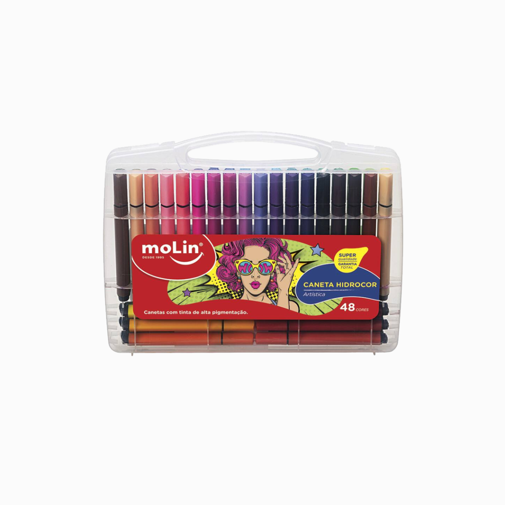 Maleta Caneta Hidrocor - 48 cores - Molin