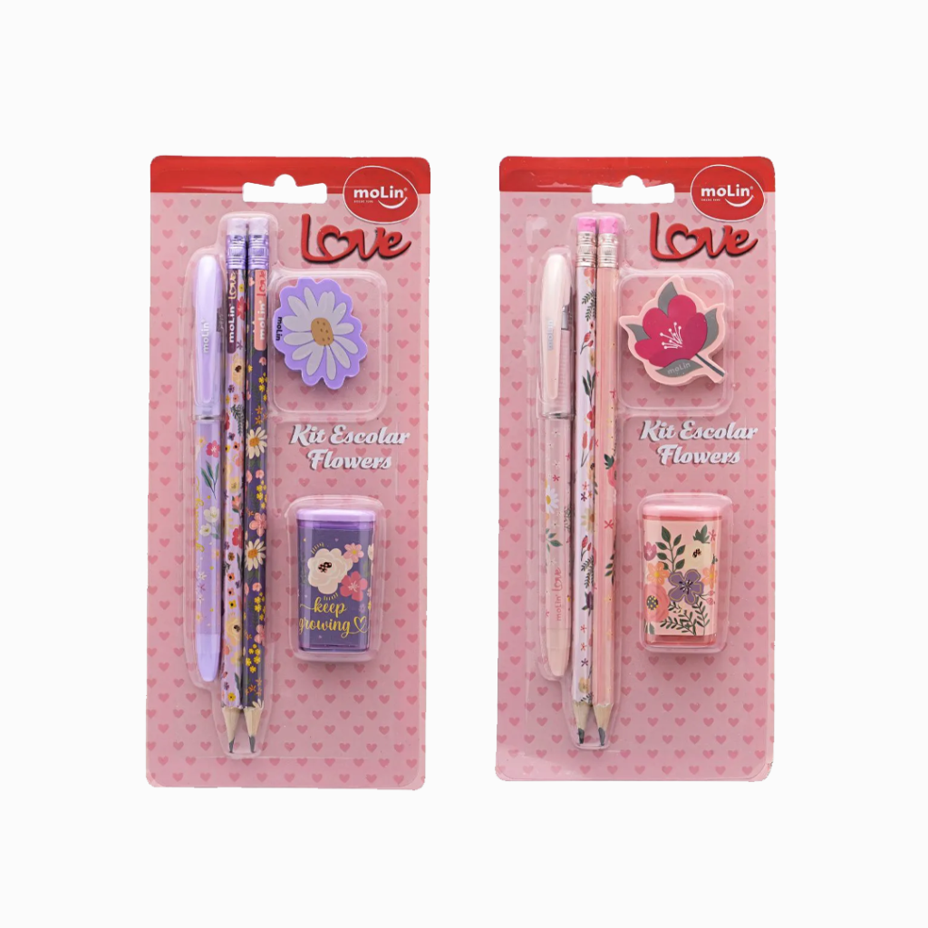 Kit Escolar Flowers e Borboletas - Molin