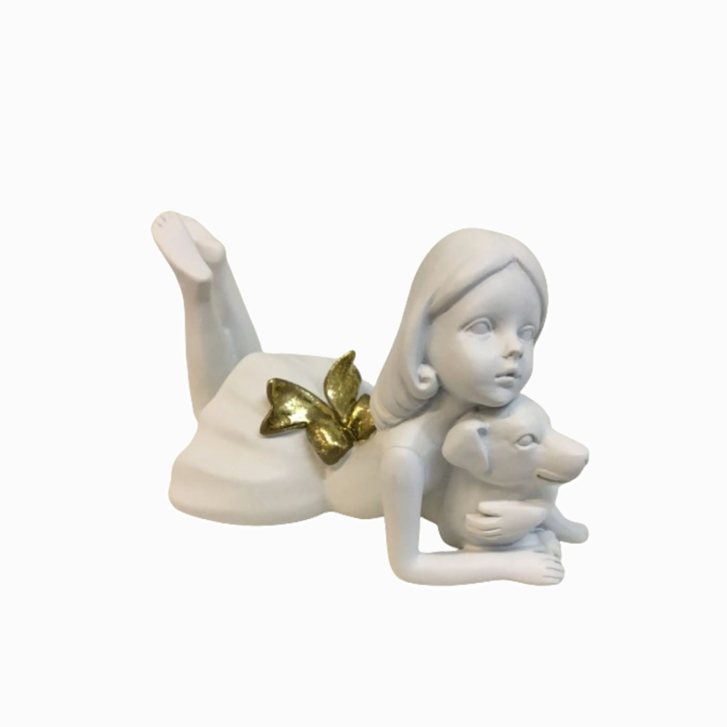 Escultura Bailarina com Cachorro - Poliresina - Florarte