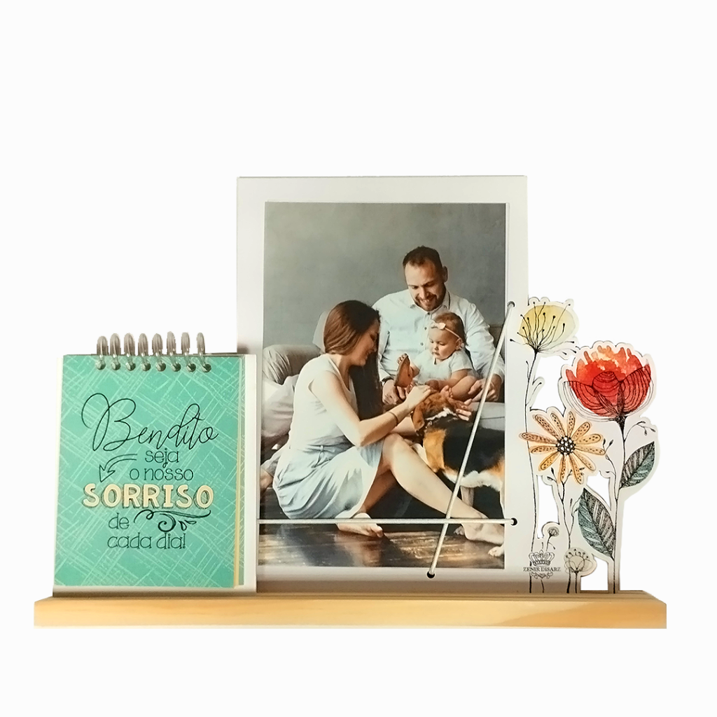 Porta Retrato com Placa e Bloco de Mensagens - Zenir Disarz