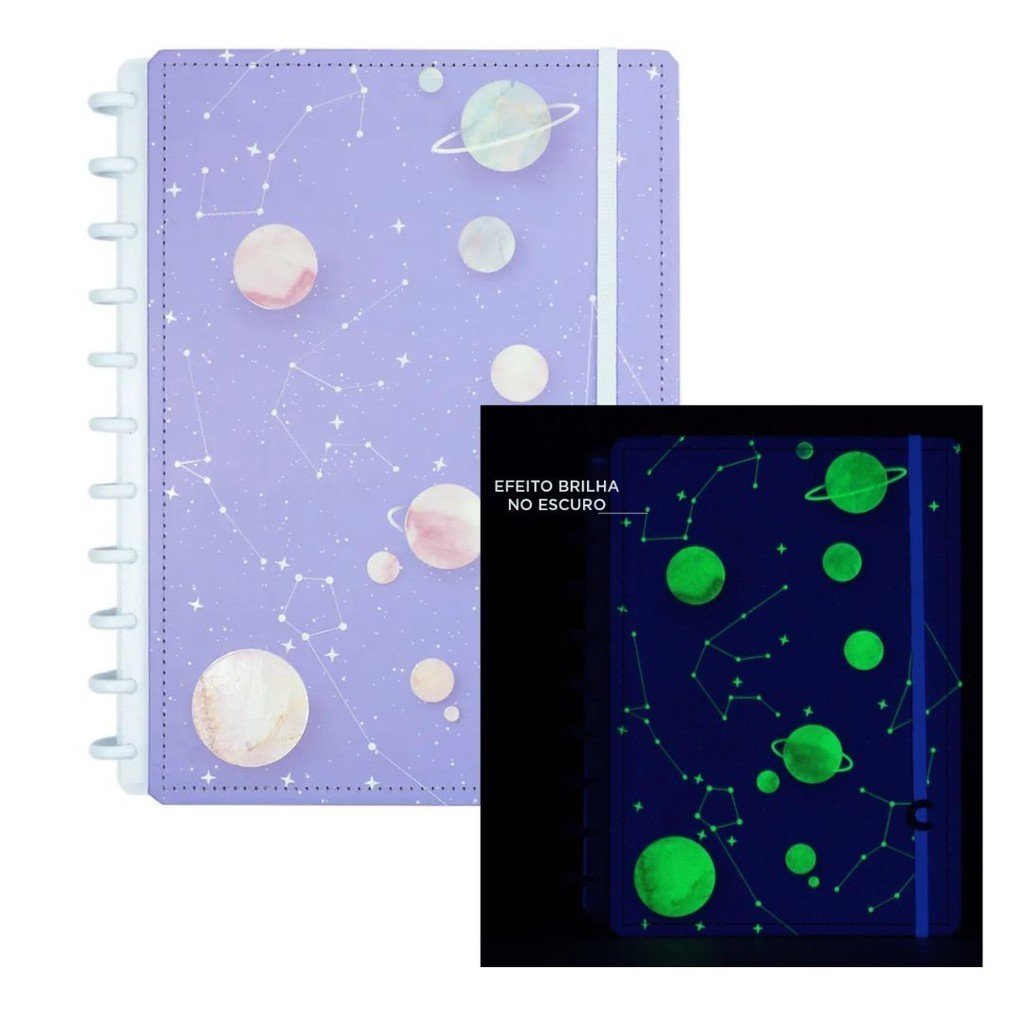 Caderno Inteligente Purple Galaxy By Gocase - Médio - Brilha no Escuro