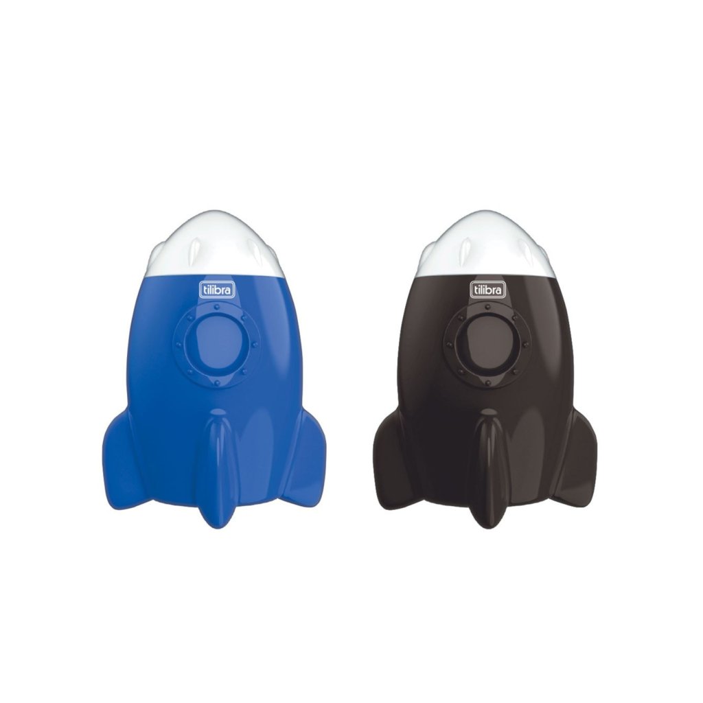 Apontador Foguete - Preto e Azul - Tilibra