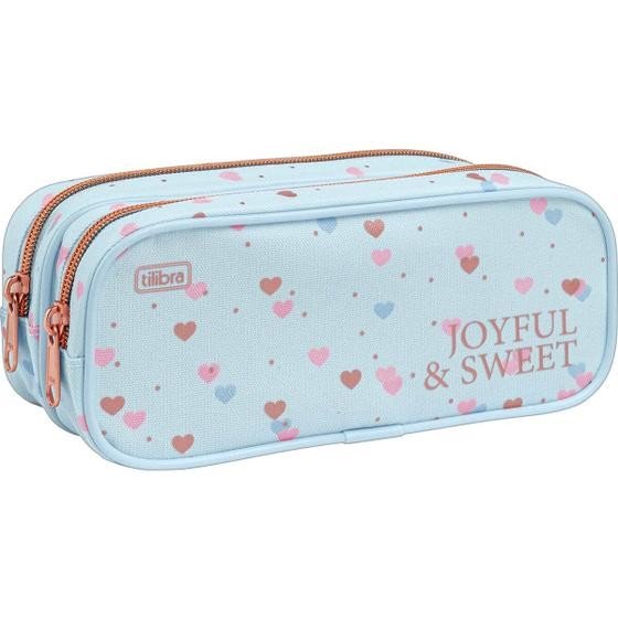 Estojo Coração Azul Claro - Joyful & Sweet - Tilibra