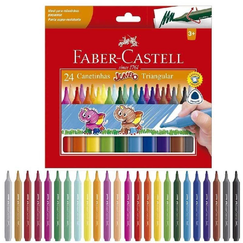 Canetinhas Hidrográfica Jumbo Triangular - 12 Jumbo - Faber-Castell