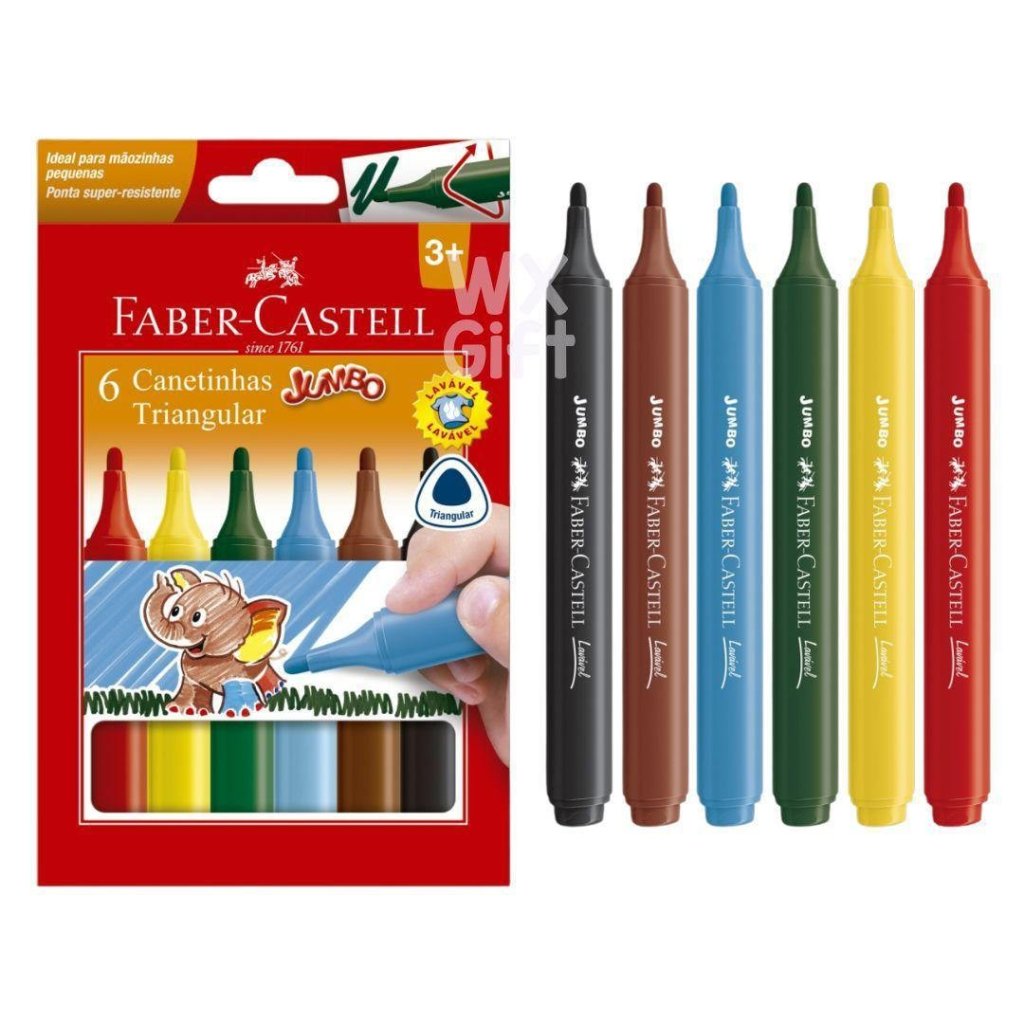 Canetinhas Hidrográfica Jumbo Triangular - 6 cores - Faber-Castell