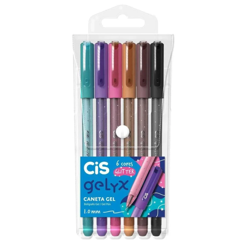 Caneta em Gel - 1.0 - 6 cores - Glitter - CIS