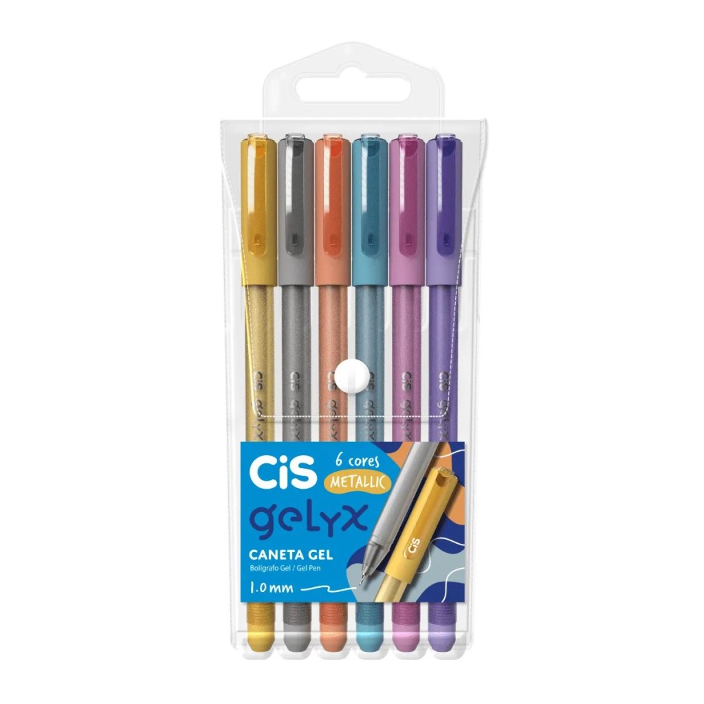 Caneta em Gel - 1.0 - 6 cores - Metálica - CIS
