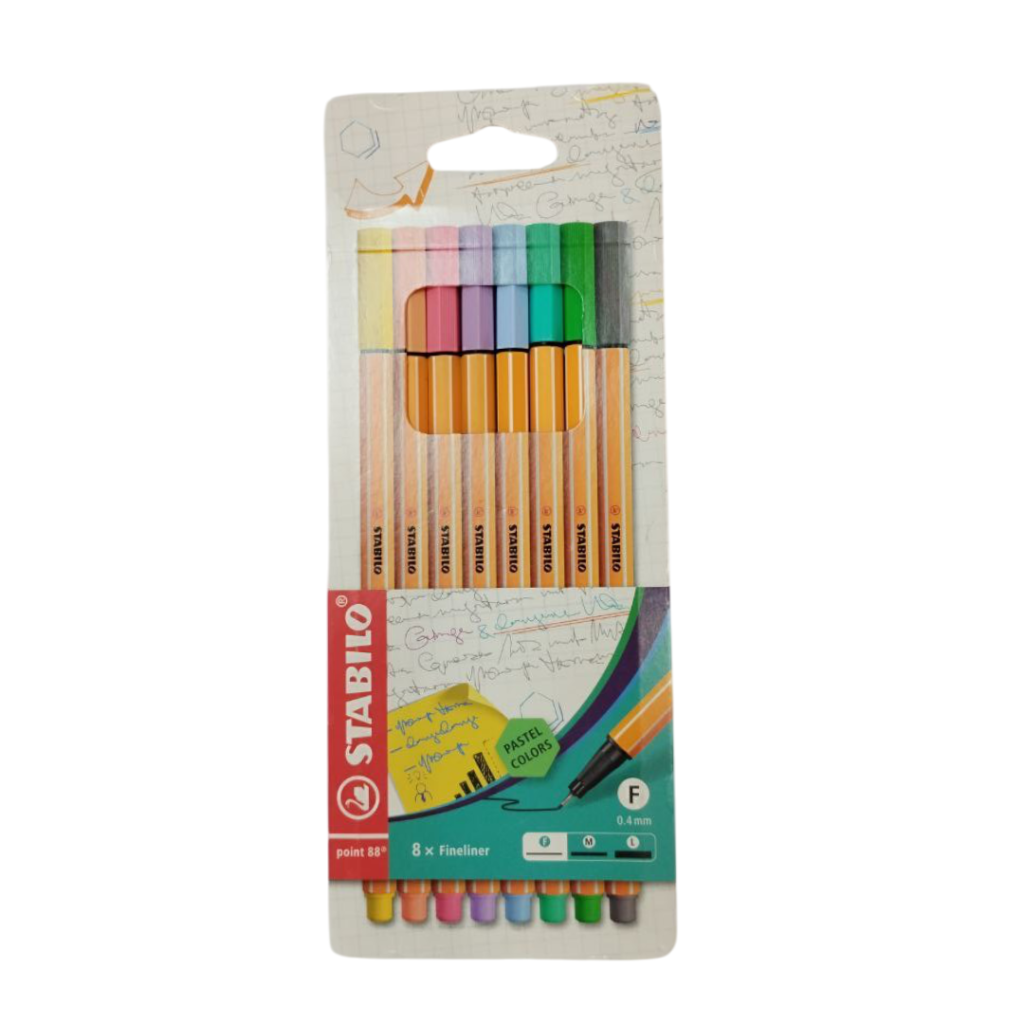 Caneta Stabilo - 8 Cores - Tons Pastéis