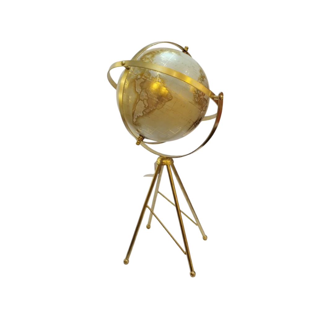 Globo Terrestre Dourado com Base de Metal - Mai Home