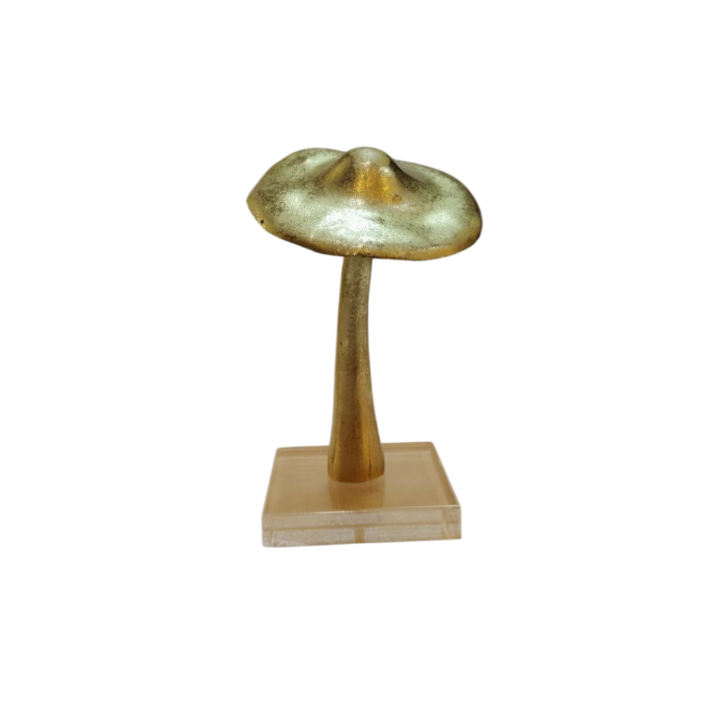 Escultura Cogumelo Dourado - Florarte