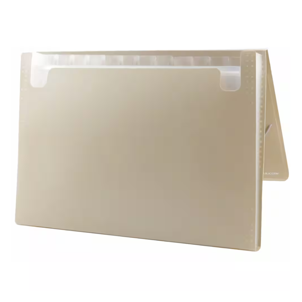 PASTA SANFONADA ELÁSTICO A4 12 DIVISÓRIAS - BEGE - PLASCONY