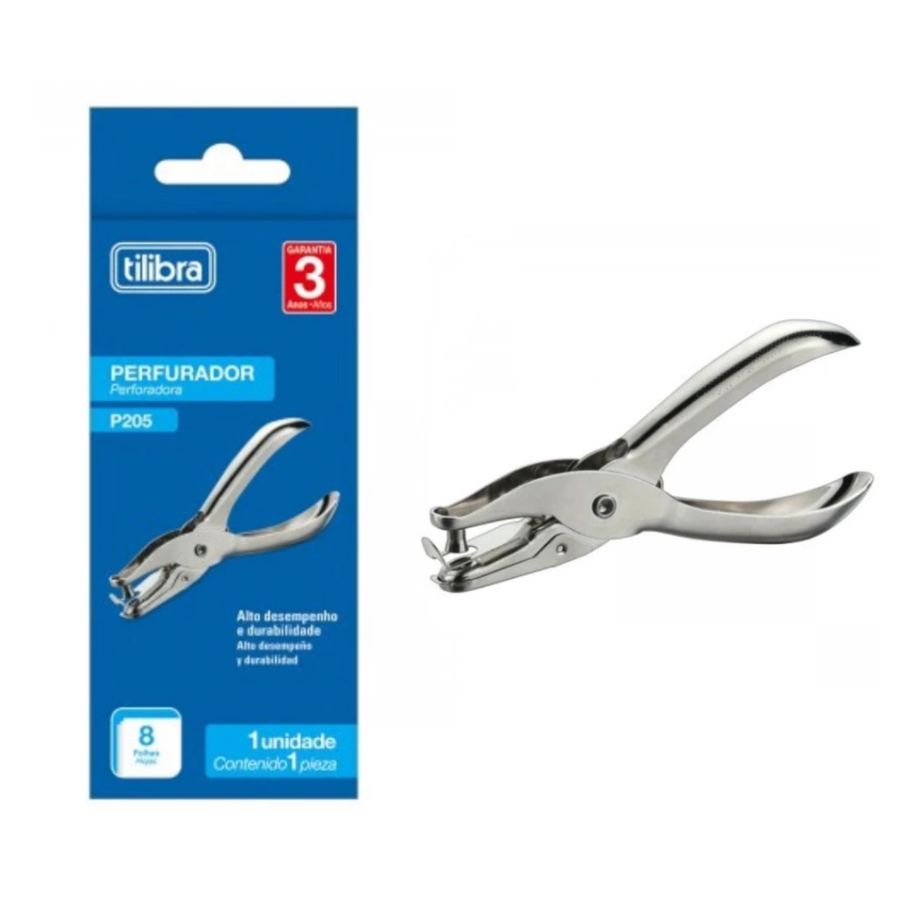 PERFURADOR DE MÃO - ATÉ 8 FOLHAS - TILIBRA 