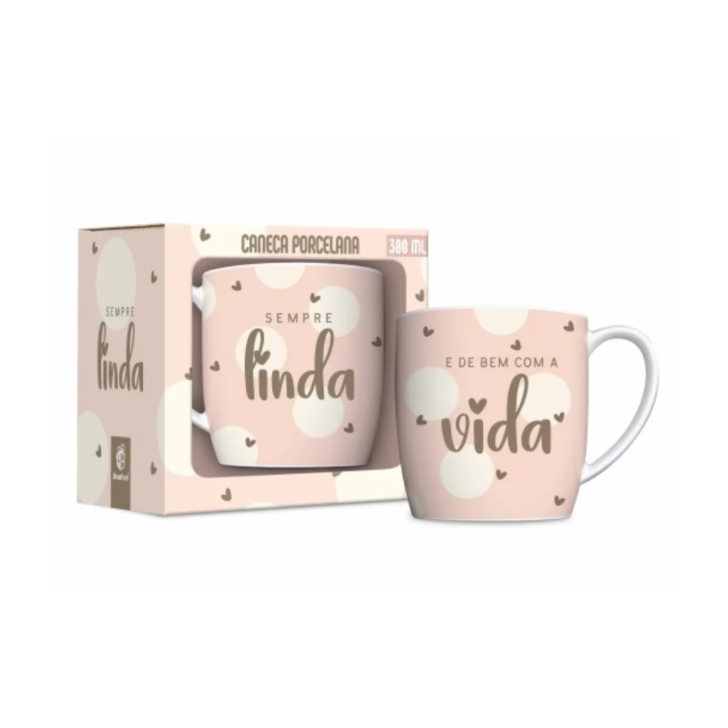CANECA DE PORCELANA - SEMPRE LINDA - 300ML - BRASFOOT
