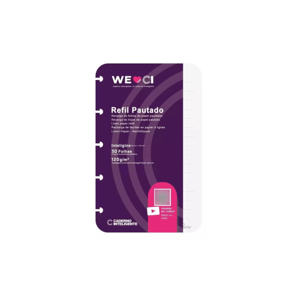 REFIL PARA CADERNO INTELIGENTE - LISO - 50 FOLHAS - 85X135MM