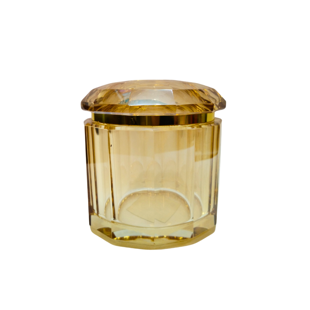 PORTA JOIA DECORATIVO - VIDRO CRISTAL AMBAR - 10X10X11CM - FLORARTE