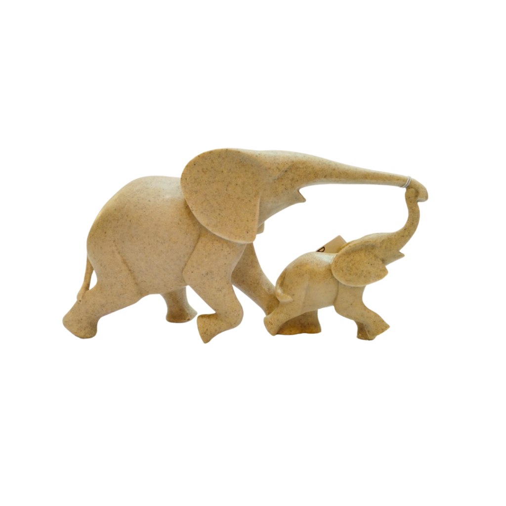 ESCULTURA ELEFANTE MÃE E FILHO - RESINA - 11,7X21,9X6,6CM - FLORARTE 