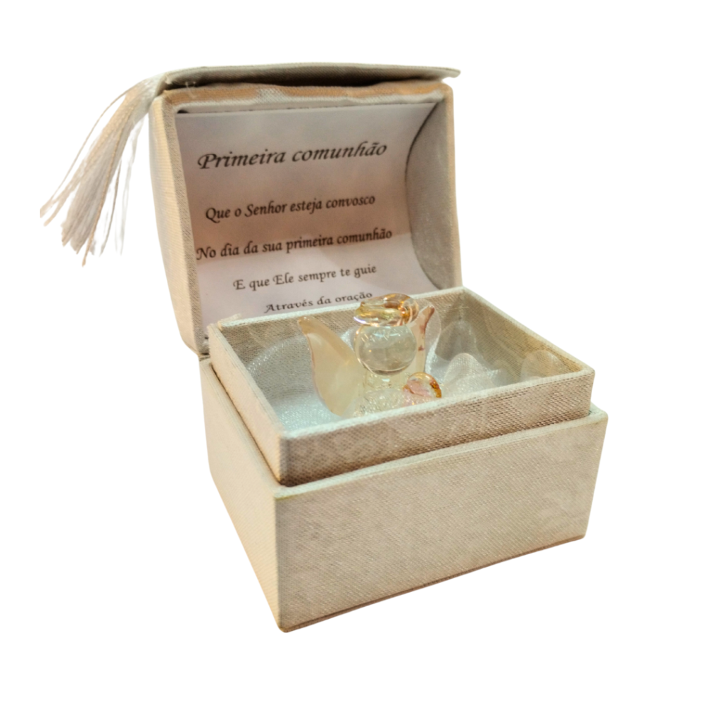 LEMBRANÇA PRIMEIRA COMUNHÃO COM ANJO DE VIDRO - COMMERCE E PRESENTES
