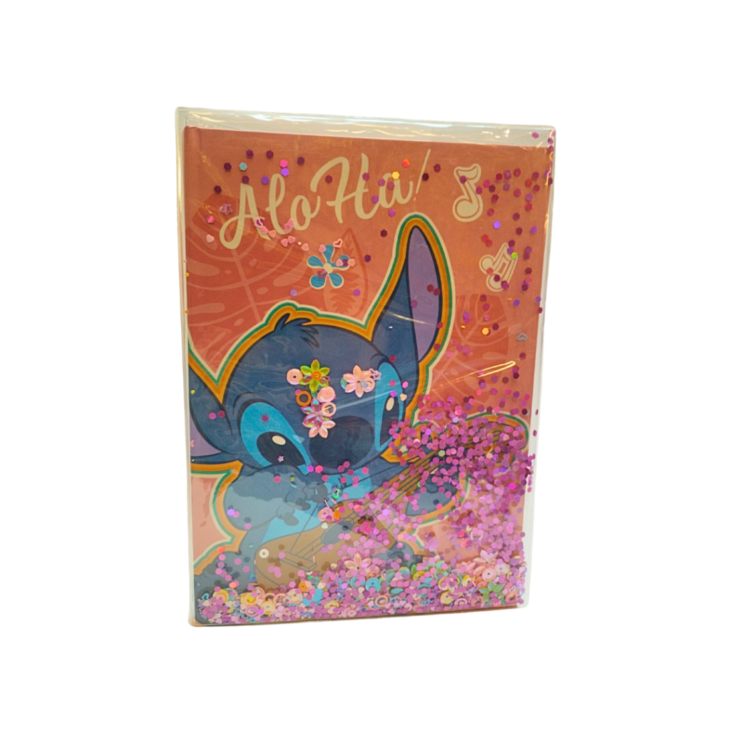 CADERNO STITCH COM LANTEJOULAS - ROSA E AZUL - TM