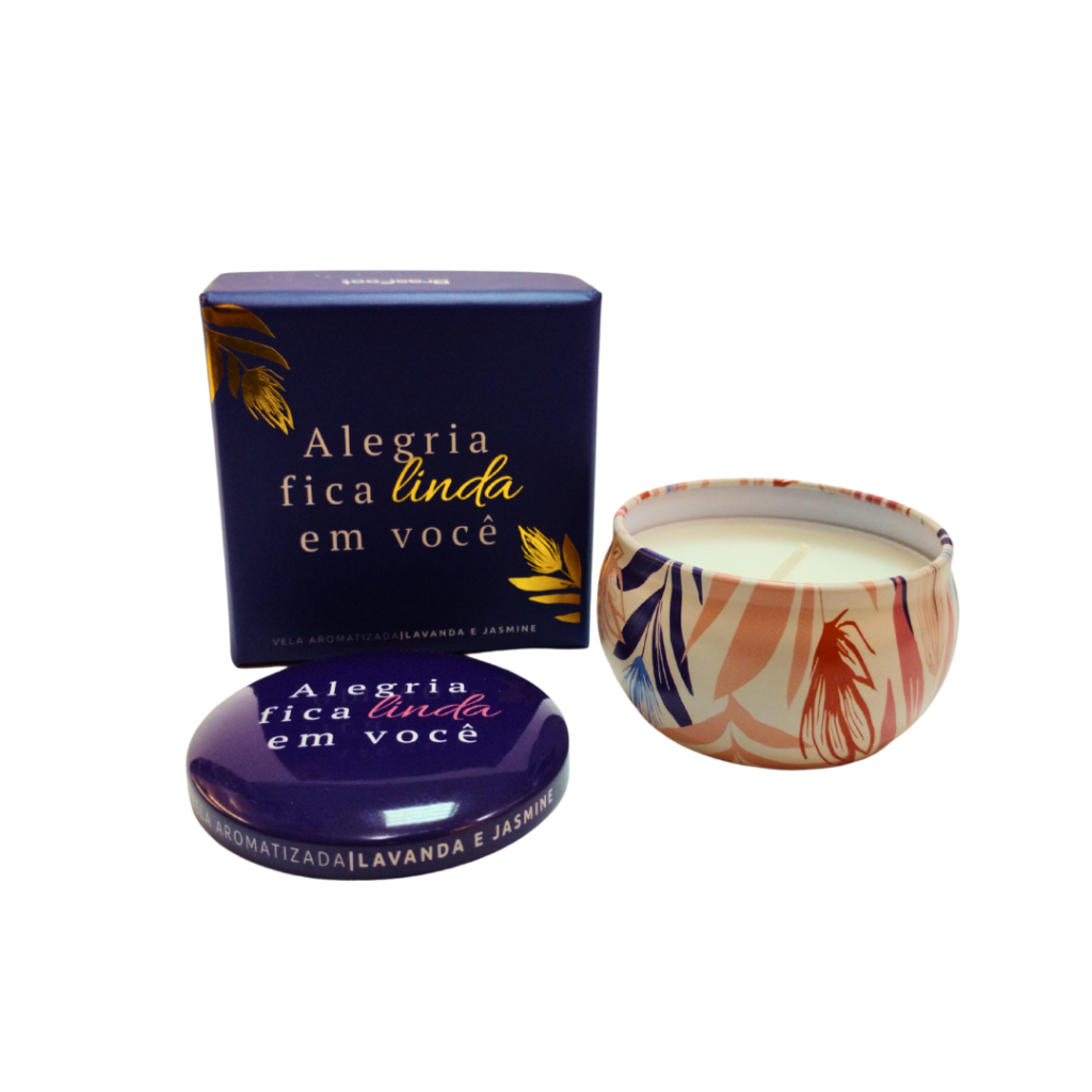 VELA AROMÁTICA LAVANDA E JASMINE -  ALEGRIA DOCA LINDA EM VOCÊ - BRASFOOT