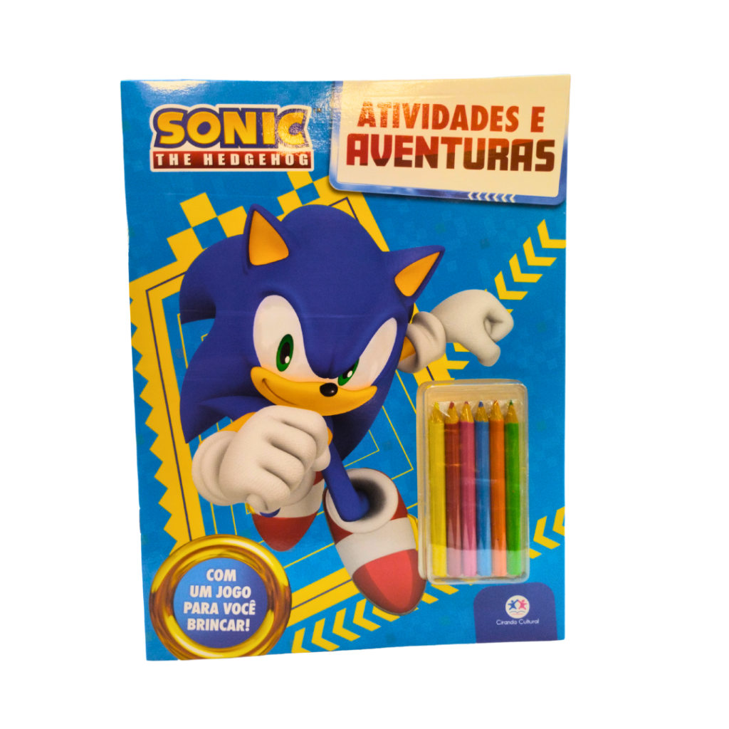 LIVRO DE COLORIR COM LÁPIS DE COR - SONIC - COM JOGO PARA BRINCAR - CIRANDA CULTURAL 