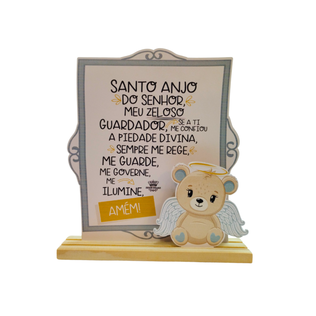 PLAQUINHA DE MADEIRA - SANTO ANJO DO SENHOR - ZENIR DIZARS 