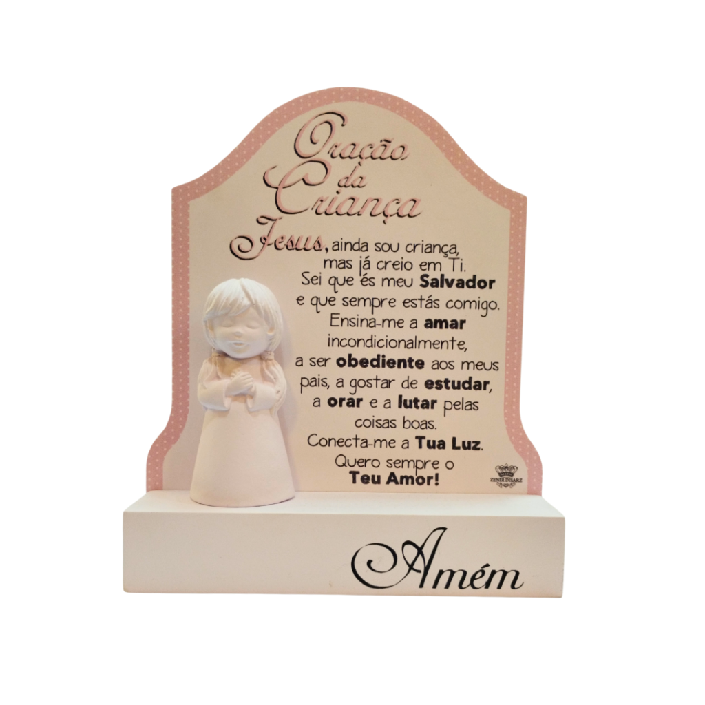 PLAQUINHA DE MADEIRA - ORAÇÃO DA CRIANÇA - ZENIR DIZARS 