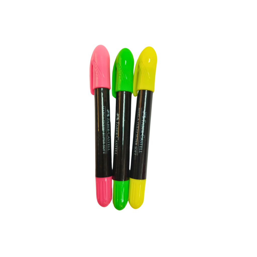 MARCA TEXTO EM GEL - VERDE, AMARELO E ROSA - FABER CASTELL