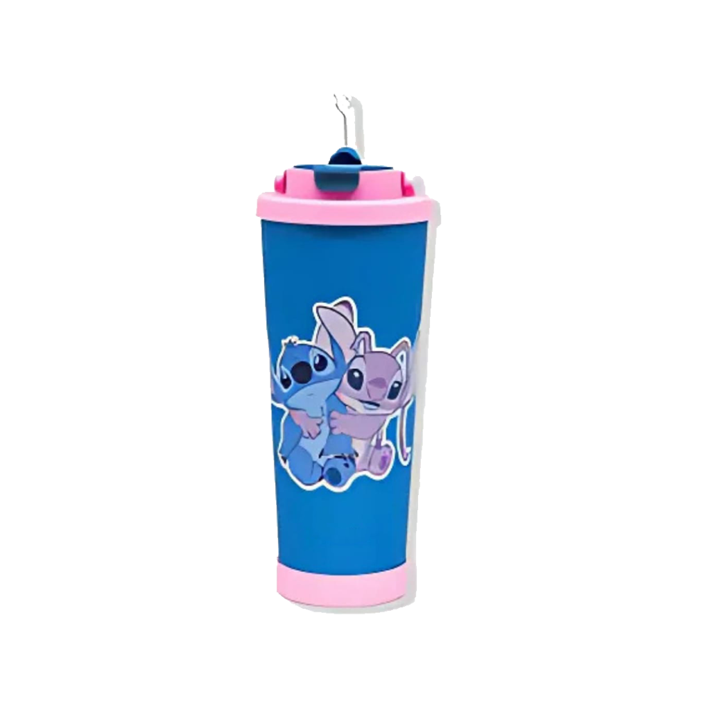 COPO SPRING - STITCH E ANGEL - ROSA- ZONA CRIATIVA 