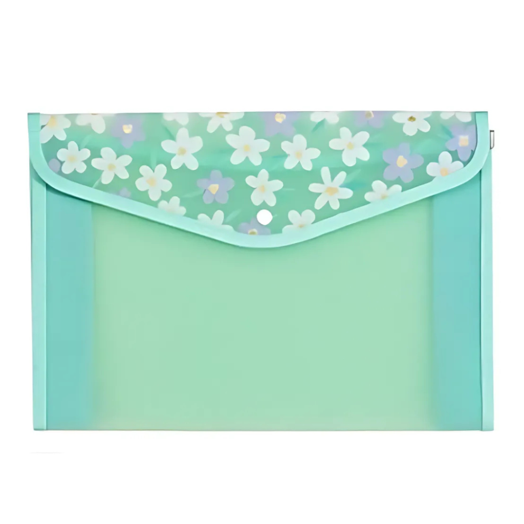 PASTA COM BOTÃO - LOVE FLOWERS - VERDE - MOLIN