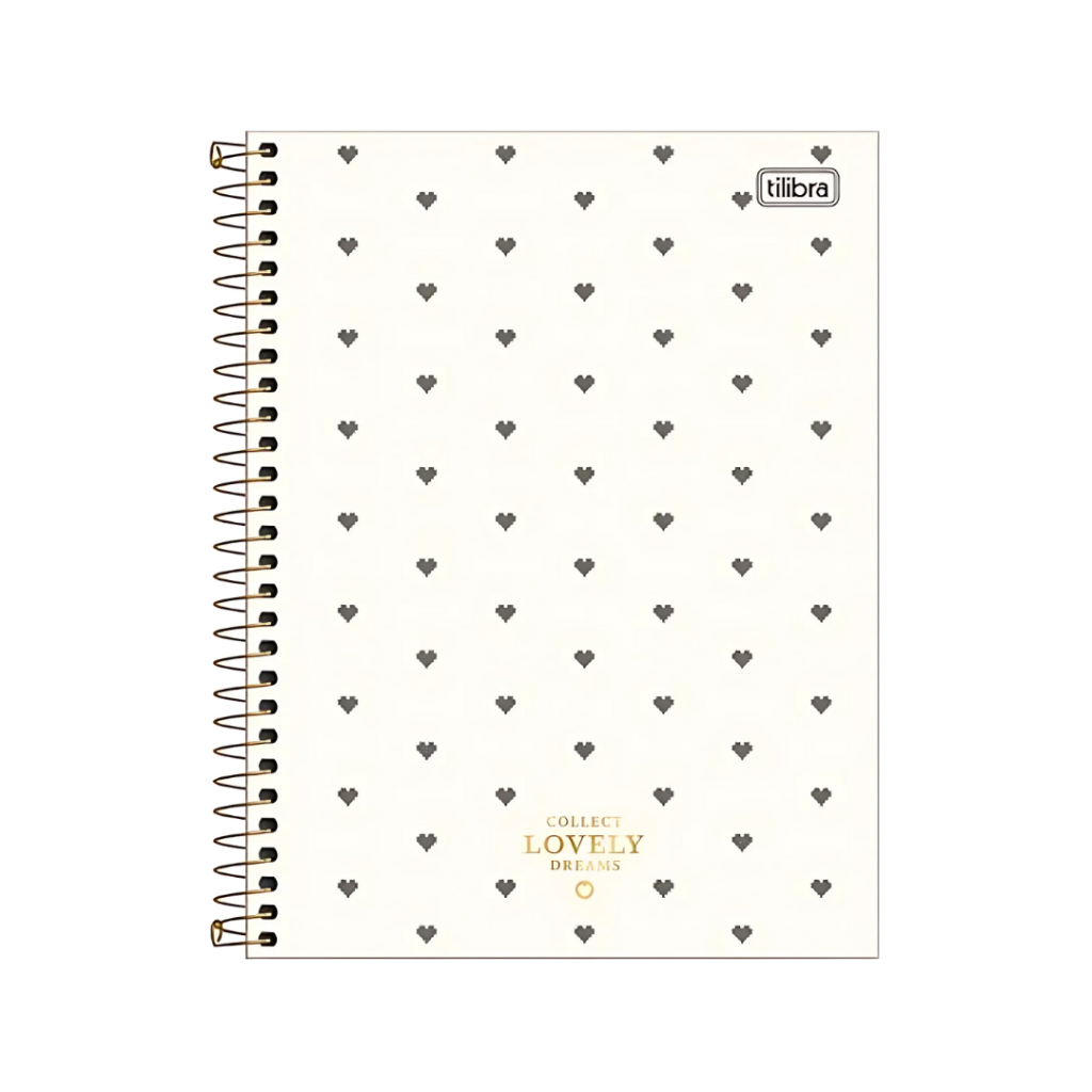 CADERNO UNIVERSITÁRIO - COLLECT LOVELY DREAMS - 10 MATÉRIAS - BRANCO CORAÇÃO - TILIBRA