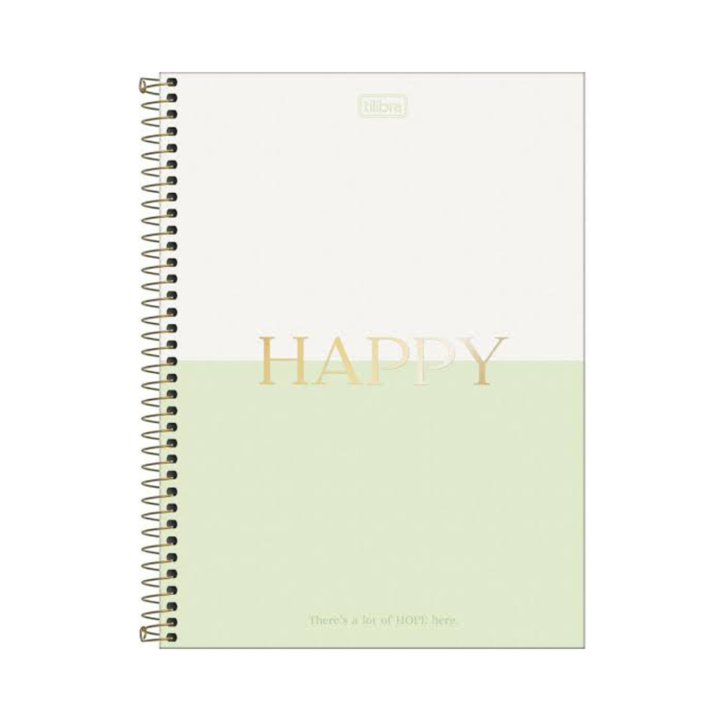 CADERNO UNIVERSITÁRIO - HAPPY - VERDE - 10 MATÉRIAS - TILIBRA 