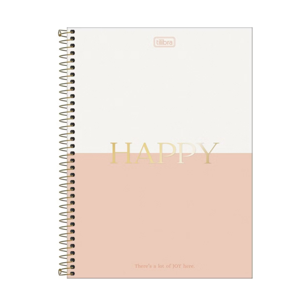 CADERNO UNIVERSITÁRIO - HAPPY - NUDE - 10 MATÉRIAS - TILIBRA 