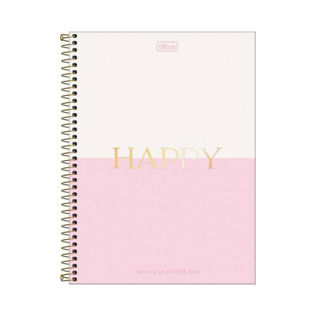 CADERNO UNIVERSITÁRIO - HAPPY - ROSA - 10 MATÉRIAS - TILIBRA 
