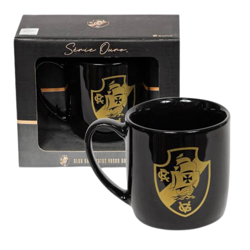 CANECA DE PORCELANA - VASCO - SÉRIE OURO - BRASFOOT 
