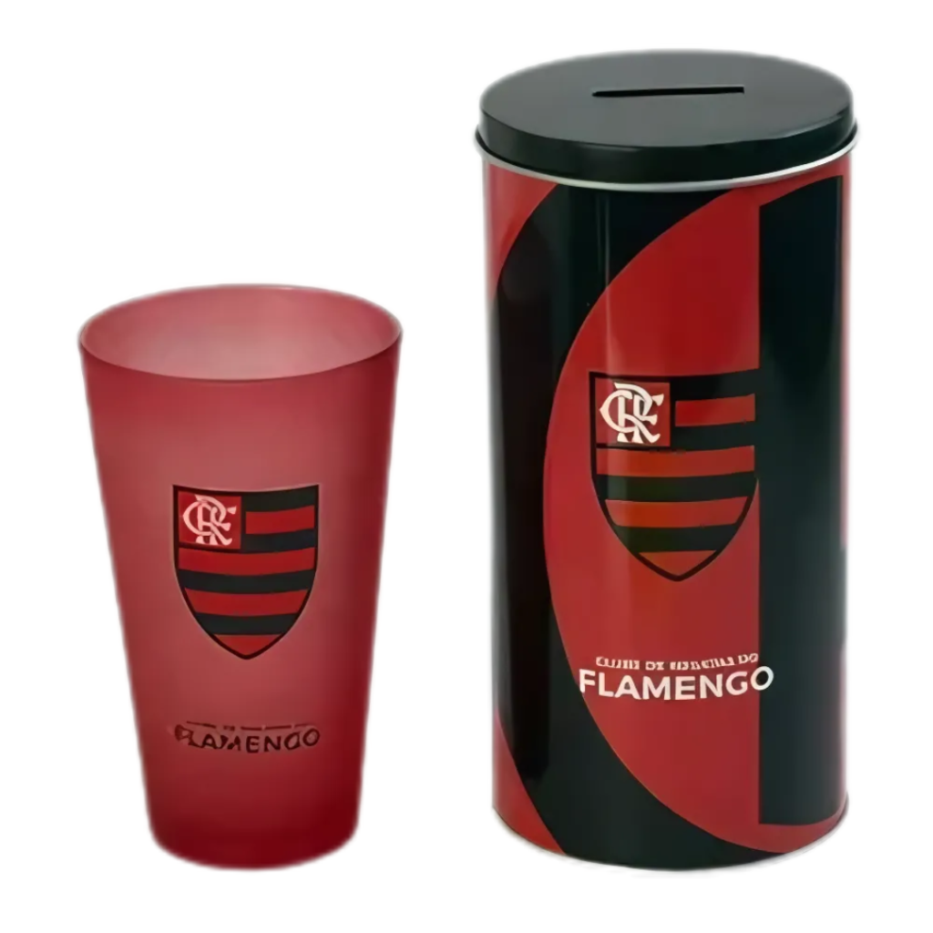 COFRE COM COPO DE VIDRO - CLUBE DE REGATAS FLAMENGO - BRASFOOT 