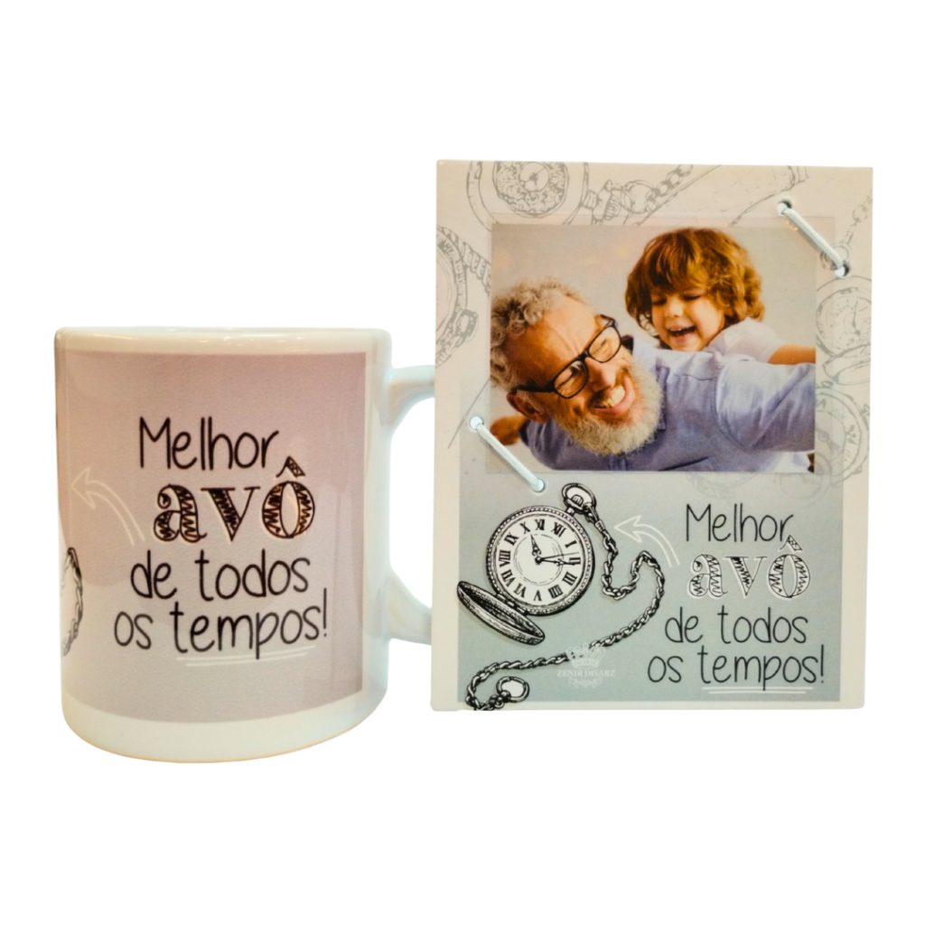 KIT CANECA E PORTA RETRATO - MELHOR AVÔ DE TODOS OS TEMPOS - ZENIR DIZARS