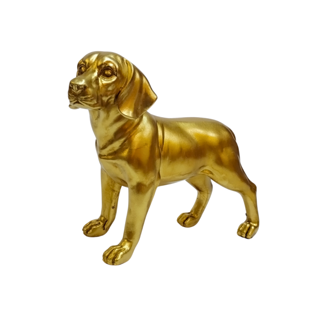 ESCULTURA CACHORRO DOURADA - DE PÉ - 9,3X7,3X15,8 - FLORARTE