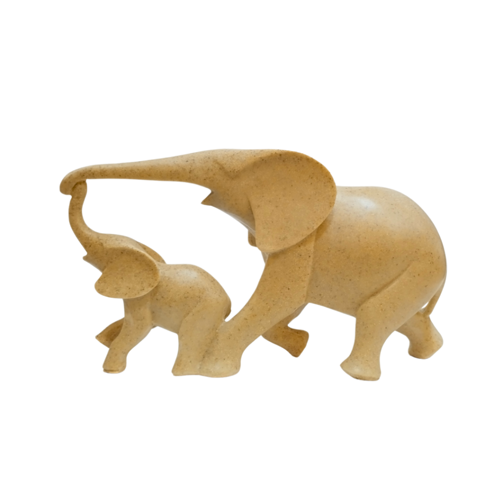 ESCULTURA ELEFANTE - MÃE E FILHO CAMINHANDO - FLORARTE