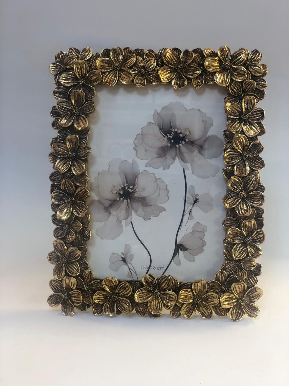 Porta Retrato de Flores Dourado