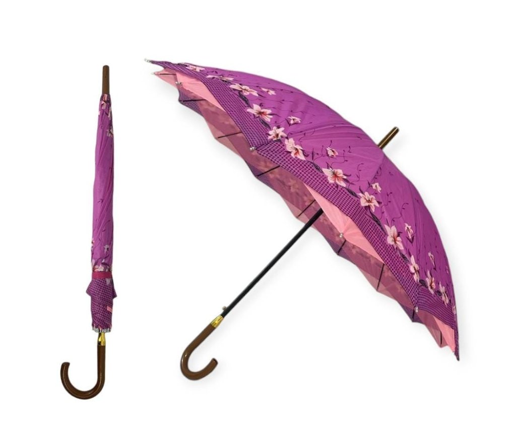 GUARDA-CHUVA AUTOMÁTICO 60 CM COLORIDO TELA DUPLA 16 VARETAS
