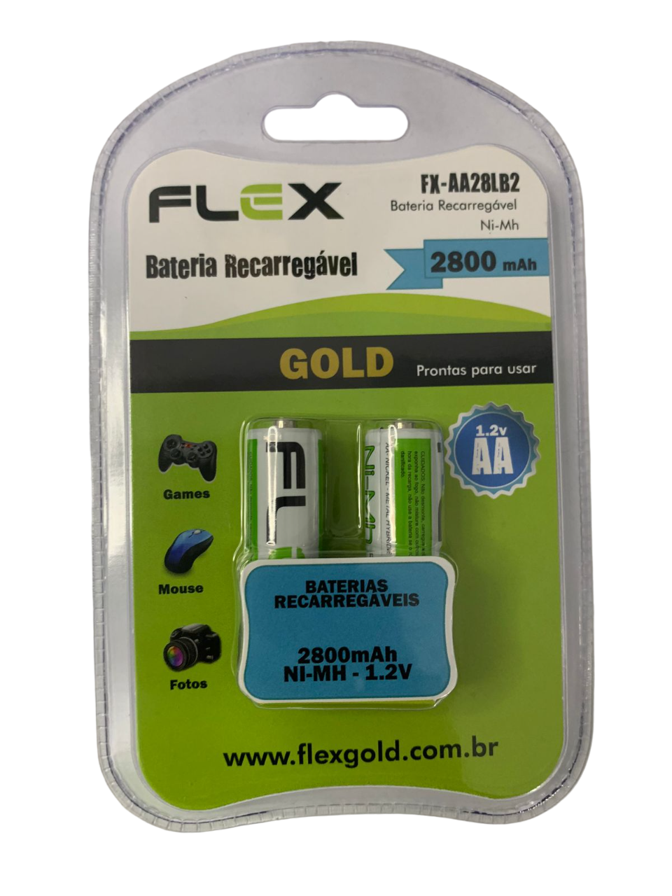 PILHA RECARREGÁVEL AA 2800 MAH C/2