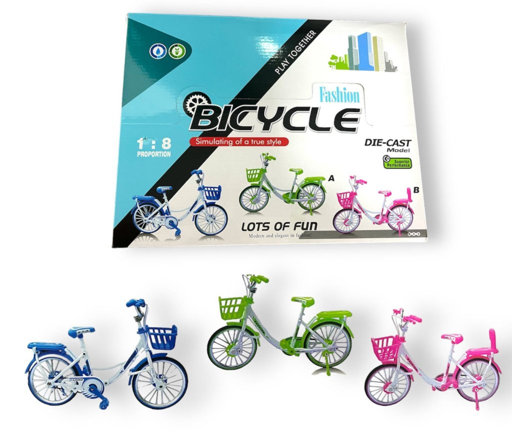 CAIXA KIT COLECIONÁVEIS COM 12 BICICLETAS DEI-CASTE DE FERRO COLORIDAS